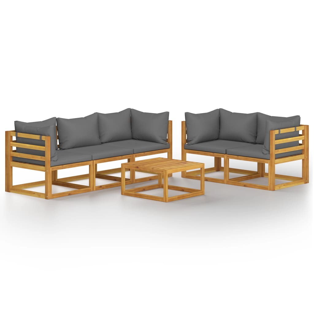 6-delige Loungeset met kussens massief acaciahout is nu te koop bij PeponiXL, paradijselijk wonen!