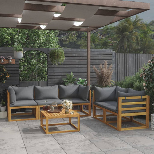 6-delige Loungeset met kussens massief acaciahout is nu te koop bij PeponiXL, paradijselijk wonen!