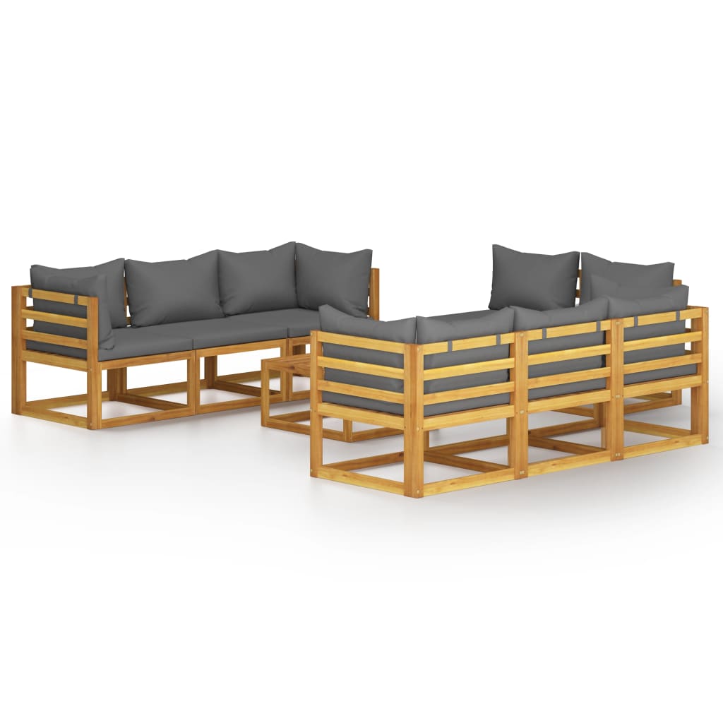 9-delige Loungeset met kussens massief acaciahout is nu te koop bij PeponiXL, paradijselijk wonen!