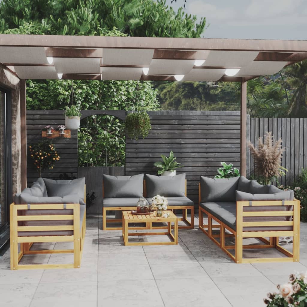 9-delige Loungeset met kussens massief acaciahout is nu te koop bij PeponiXL, paradijselijk wonen!