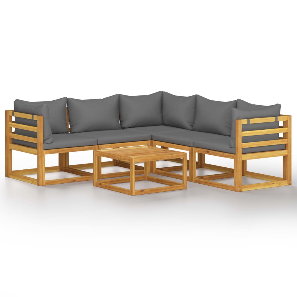 6-delige Loungeset met kussens massief acaciahout is nu te koop bij PeponiXL, paradijselijk wonen!
