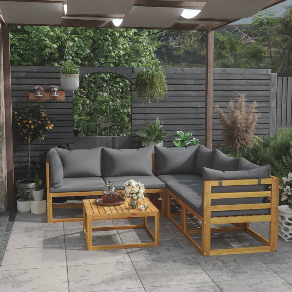 6-delige Loungeset met kussens massief acaciahout is nu te koop bij PeponiXL, paradijselijk wonen!
