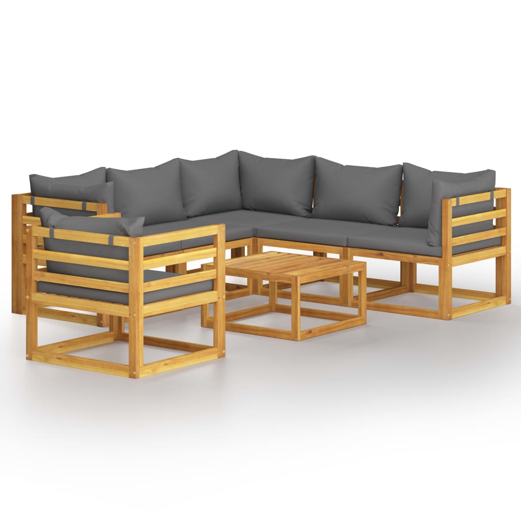 7-delige Loungeset met kussens massief acaciahout is nu te koop bij PeponiXL, paradijselijk wonen!