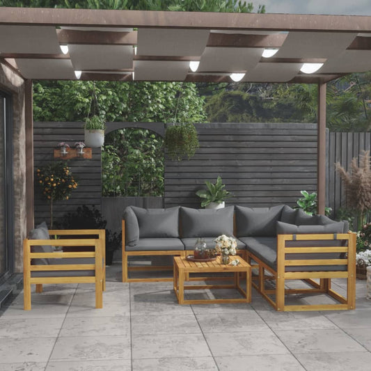 7-delige Loungeset met kussens massief acaciahout is nu te koop bij PeponiXL, paradijselijk wonen!