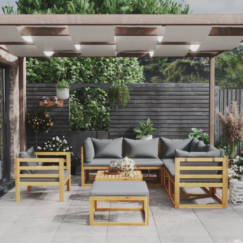 8-delige Loungeset met kussens massief acaciahout is nu te koop bij PeponiXL, paradijselijk wonen!