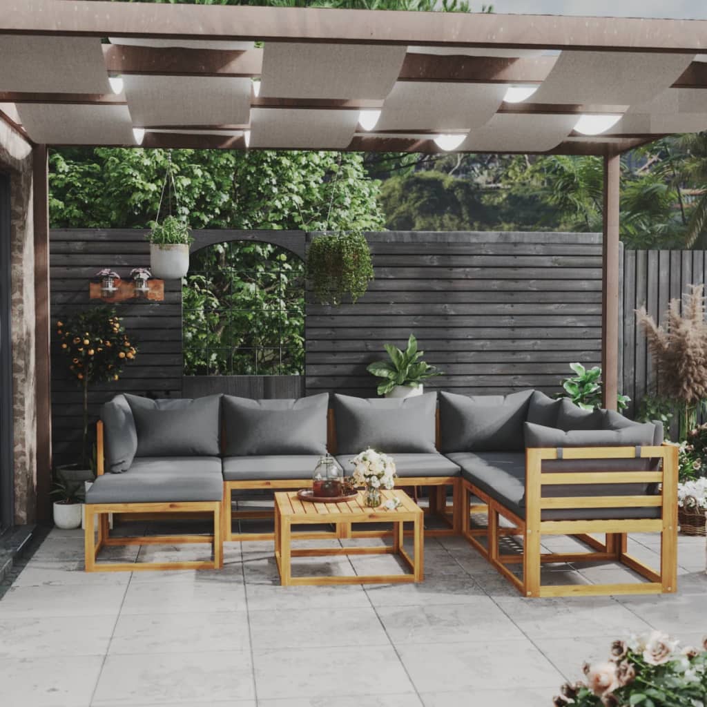 8-delige Loungeset met kussens massief acaciahout is nu te koop bij PeponiXL, paradijselijk wonen!
