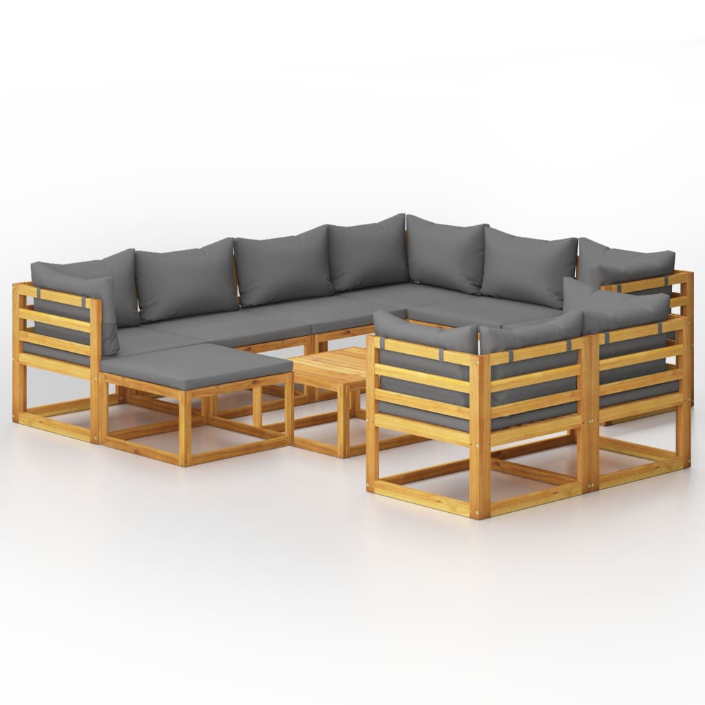 10-delige Loungeset met kussens massief acaciahout is nu te koop bij PeponiXL, paradijselijk wonen!
