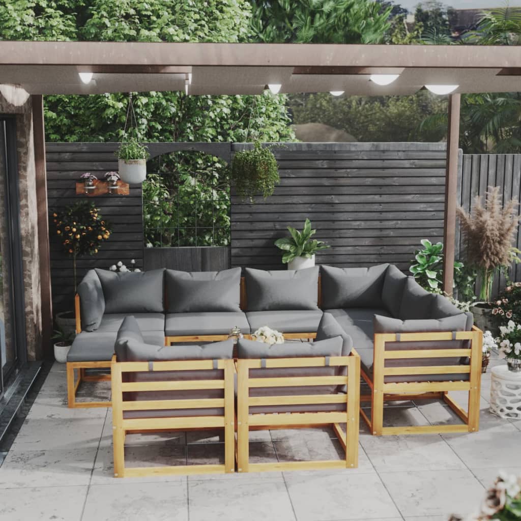 10-delige Loungeset met kussens massief acaciahout is nu te koop bij PeponiXL, paradijselijk wonen!