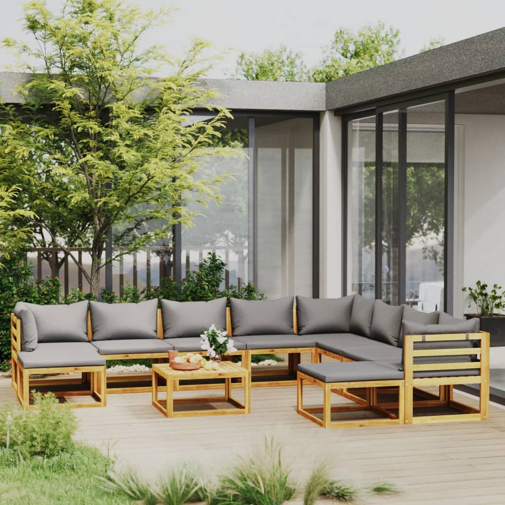 11-delige Loungeset met kussens massief acaciahout is nu te koop bij PeponiXL, paradijselijk wonen!