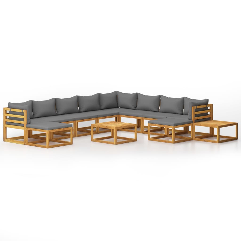 12-delige Loungeset met kussens massief acaciahout is nu te koop bij PeponiXL, paradijselijk wonen!