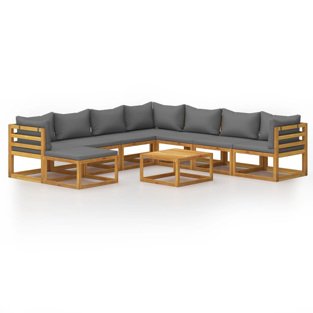 9-delige Loungeset met kussens massief acaciahout is nu te koop bij PeponiXL, paradijselijk wonen!