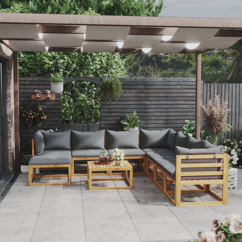 9-delige Loungeset met kussens massief acaciahout is nu te koop bij PeponiXL, paradijselijk wonen!