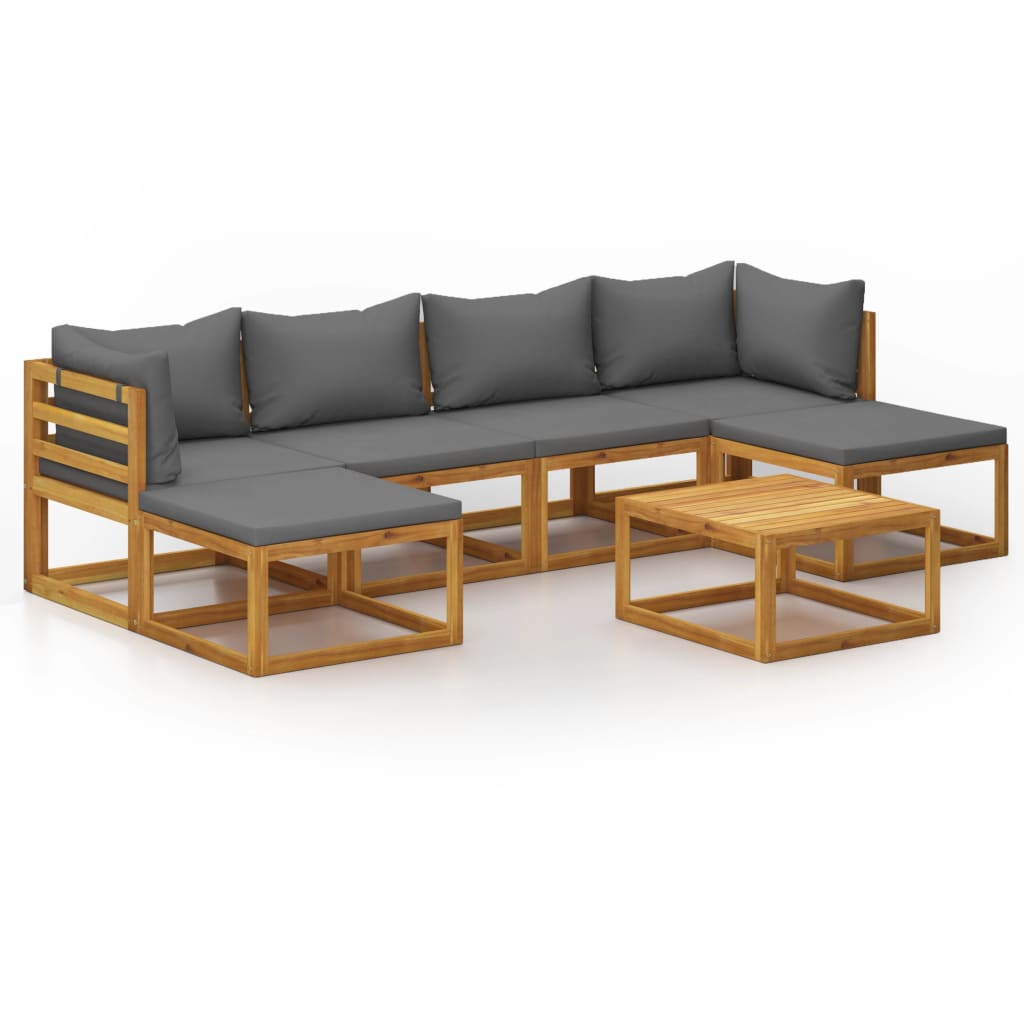 7-delige Loungeset met kussens massief acaciahout is nu te koop bij PeponiXL, paradijselijk wonen!