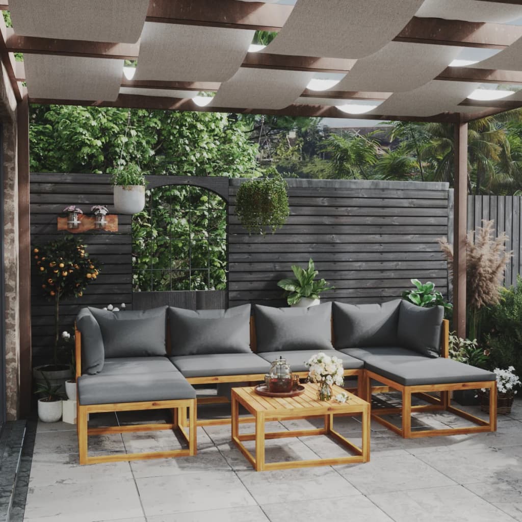 7-delige Loungeset met kussens massief acaciahout is nu te koop bij PeponiXL, paradijselijk wonen!