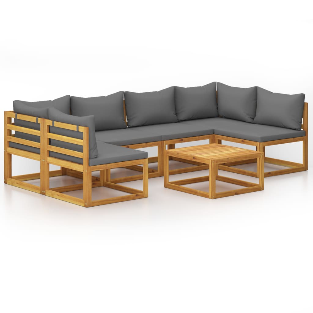 7-delige Loungeset met kussens massief acaciahout is nu te koop bij PeponiXL, paradijselijk wonen!