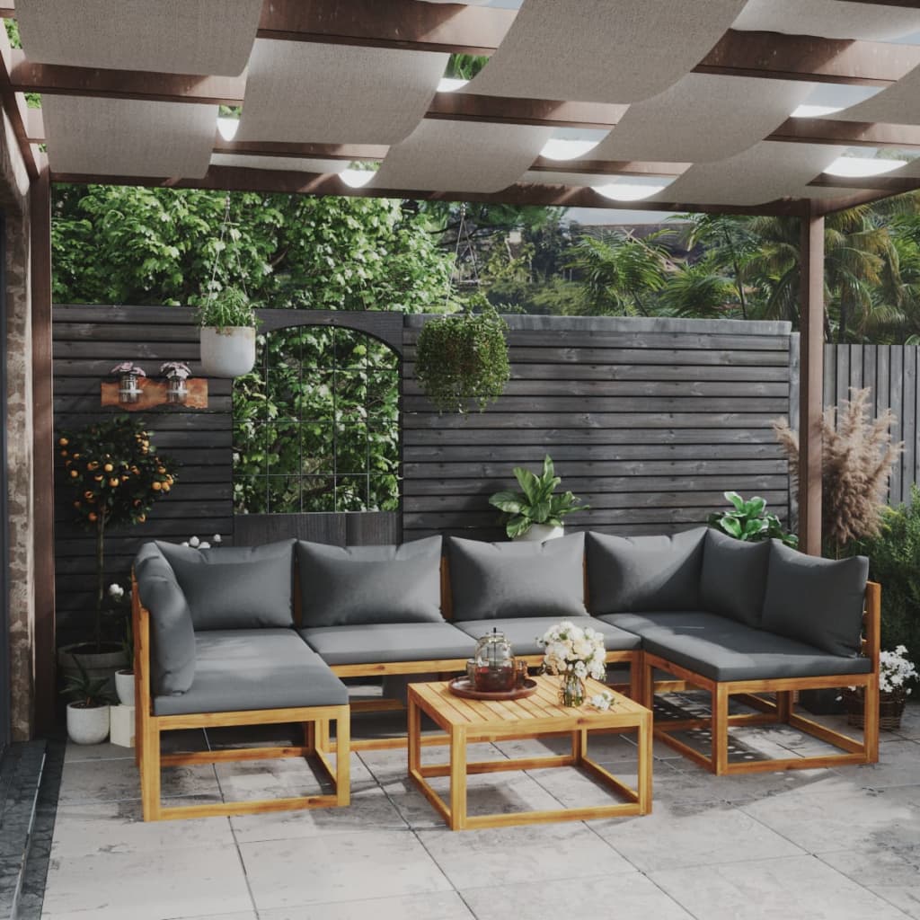 7-delige Loungeset met kussens massief acaciahout is nu te koop bij PeponiXL, paradijselijk wonen!