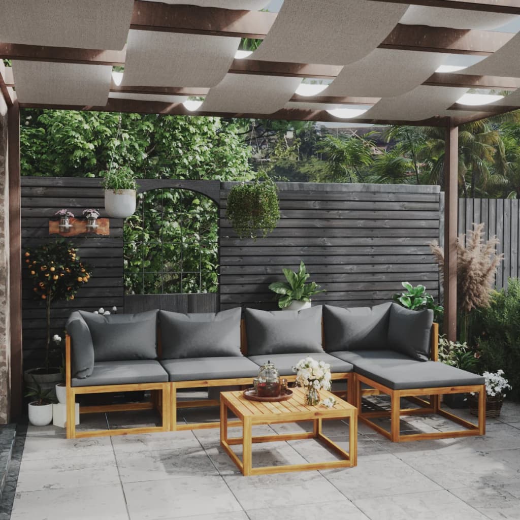 6-delige Loungeset met kussens massief acaciahout is nu te koop bij PeponiXL, paradijselijk wonen!