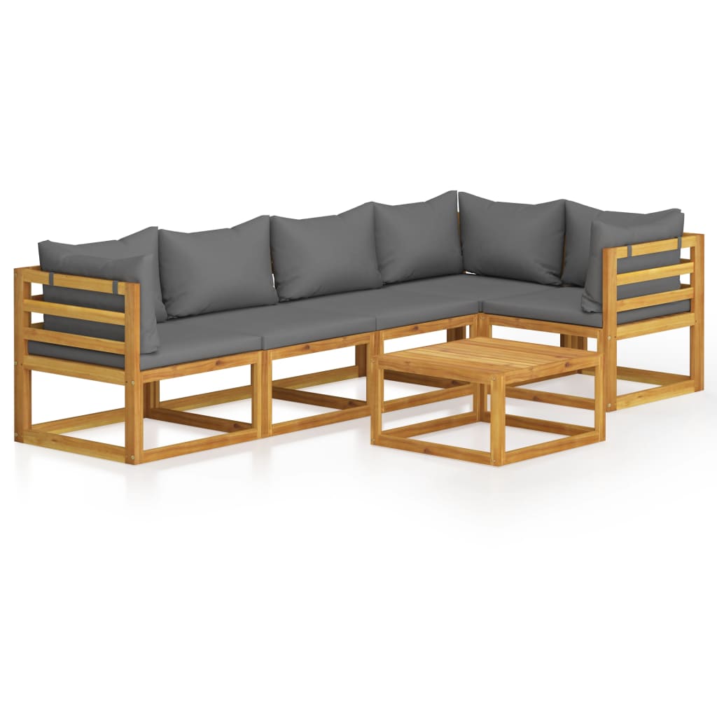 6-delige Loungeset met kussens massief acaciahout is nu te koop bij PeponiXL, paradijselijk wonen!