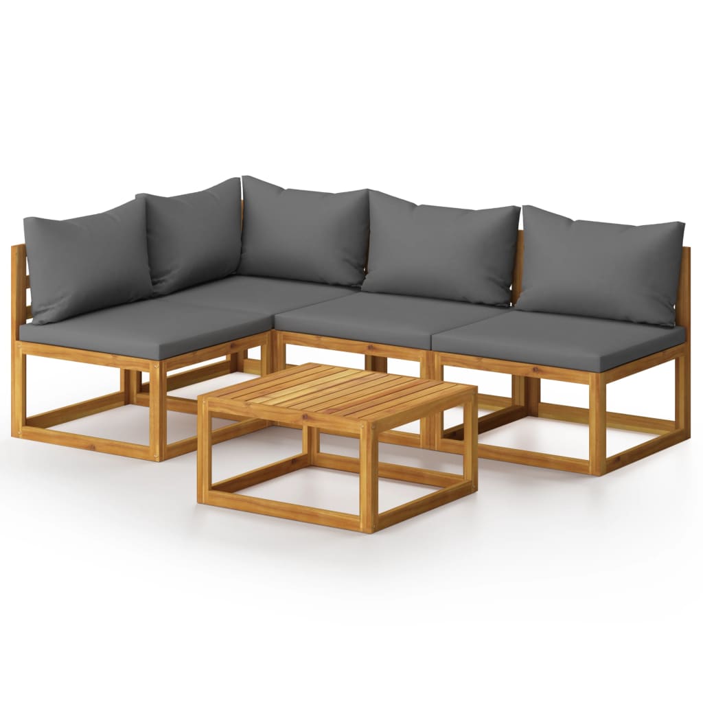 5-delige Loungeset met kussens massief acaciahout is nu te koop bij PeponiXL, paradijselijk wonen!