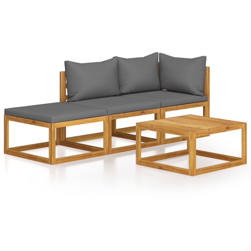 4-delige Loungeset met kussens massief acaciahout is nu te koop bij PeponiXL, paradijselijk wonen!