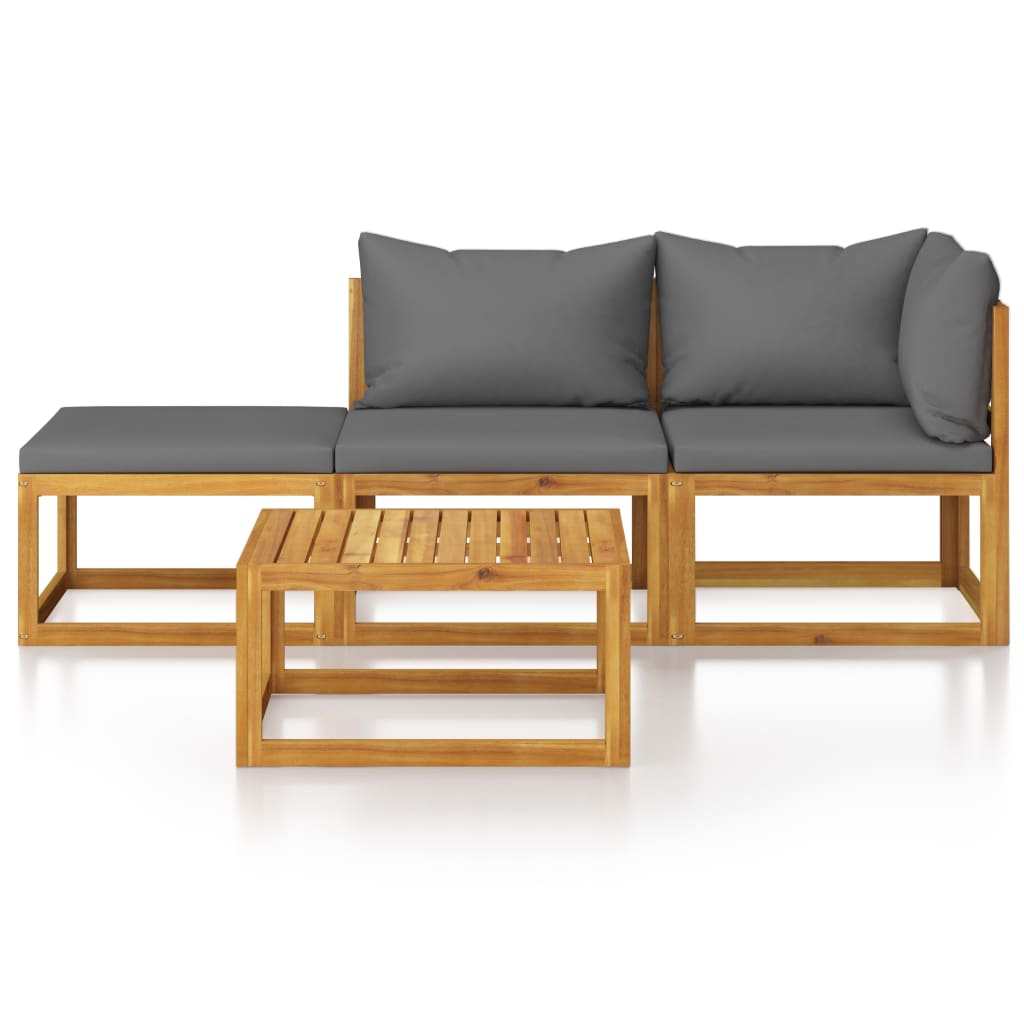 4-delige Loungeset met kussens massief acaciahout is nu te koop bij PeponiXL, paradijselijk wonen!