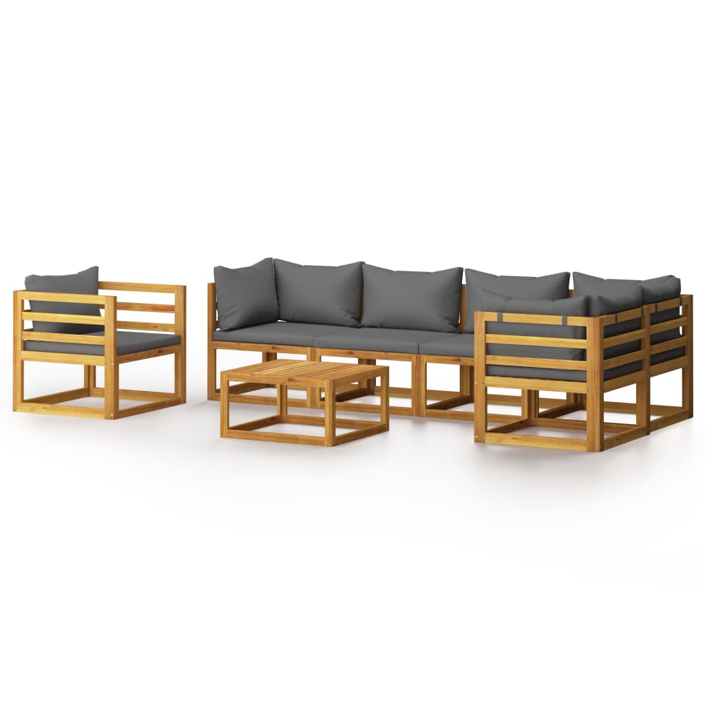 7-delige Loungeset met kussens massief acaciahout is nu te koop bij PeponiXL, paradijselijk wonen!
