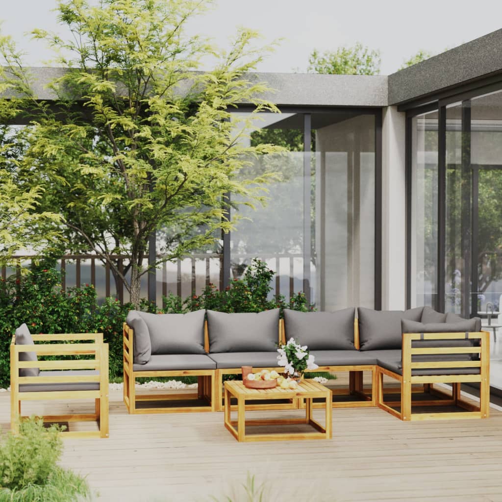 7-delige Loungeset met kussens massief acaciahout is nu te koop bij PeponiXL, paradijselijk wonen!
