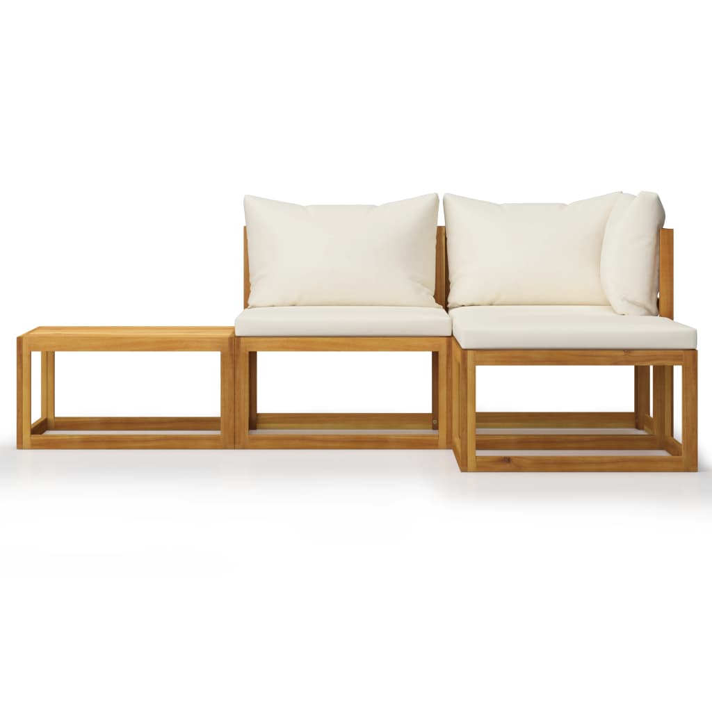4-delige Loungeset met kussens massief acaciahout crème is nu te koop bij PeponiXL, paradijselijk wonen!