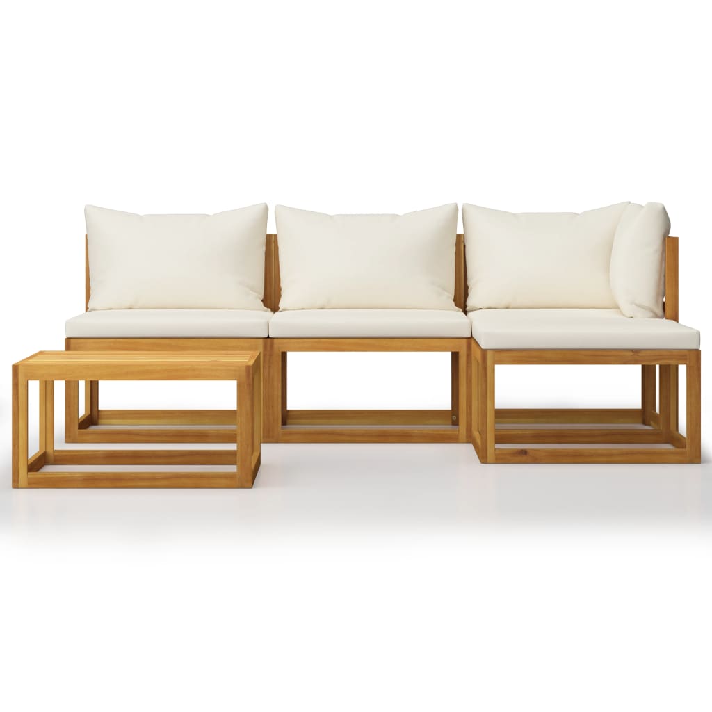 5-delige Loungeset met kussens massief acaciahout crème is nu te koop bij PeponiXL, paradijselijk wonen!