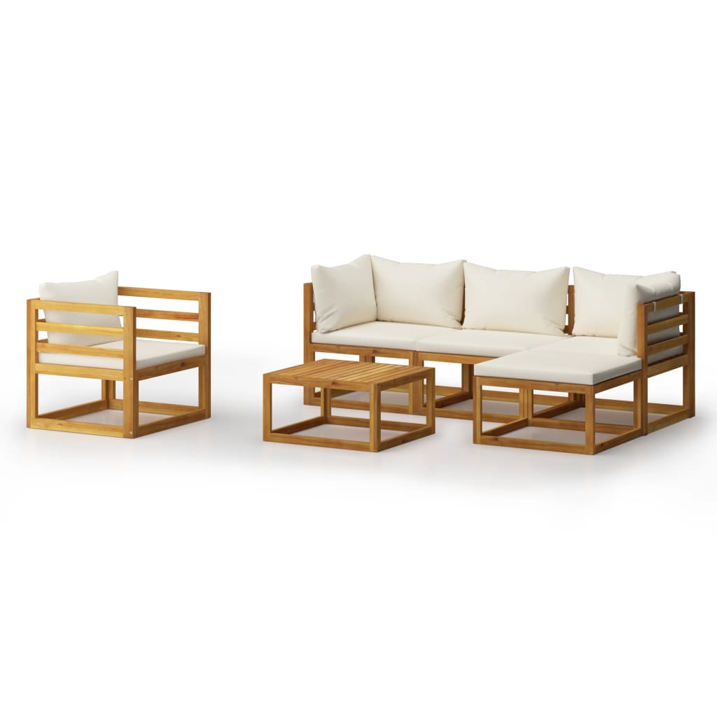 6-delige Loungeset met kussens massief acaciahout crème is nu te koop bij PeponiXL, paradijselijk wonen!