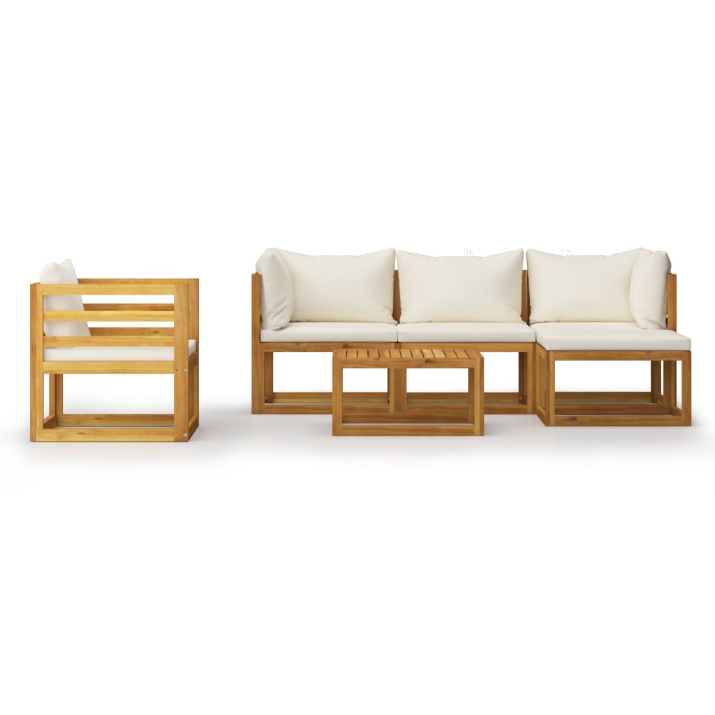 6-delige Loungeset met kussens massief acaciahout crème is nu te koop bij PeponiXL, paradijselijk wonen!