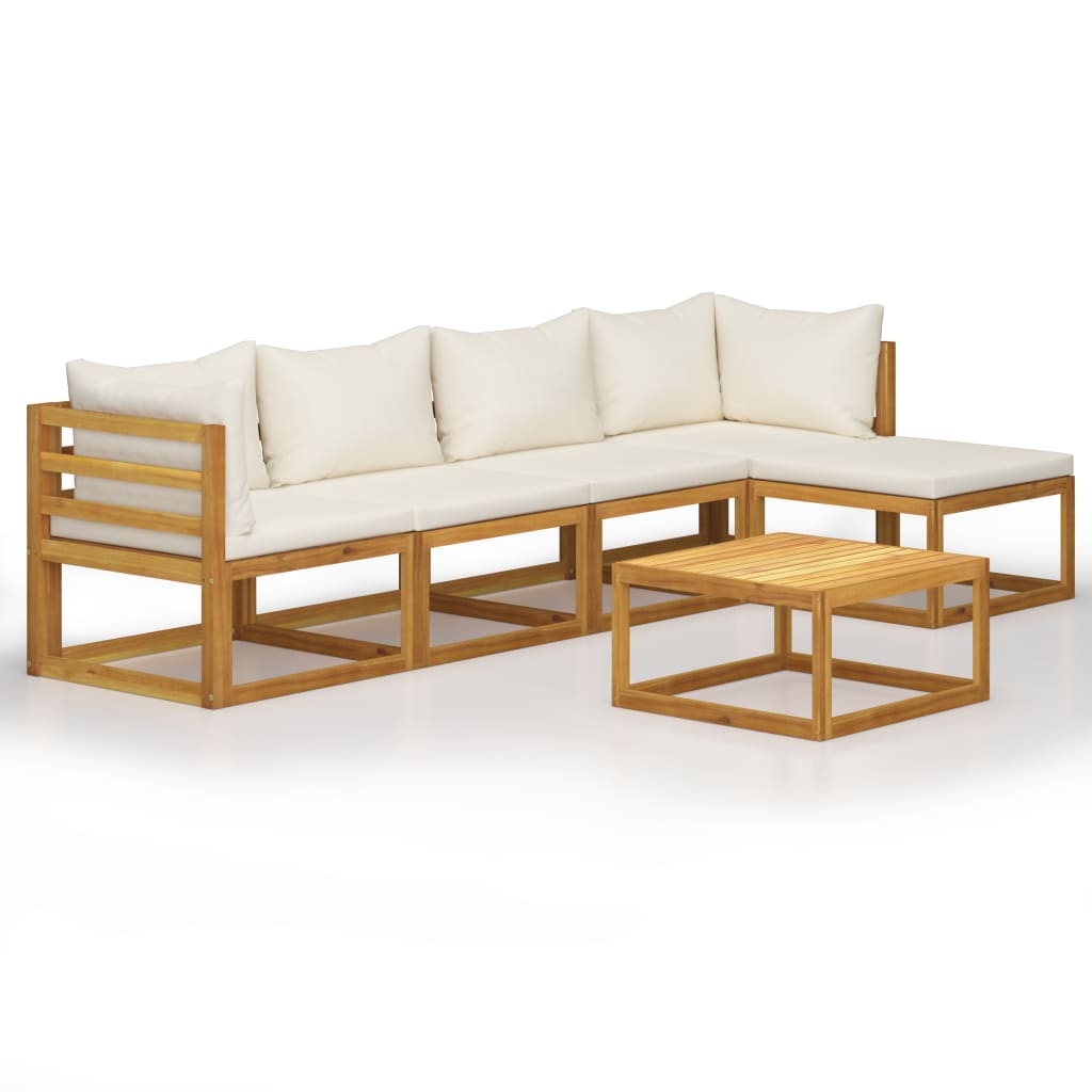 6-delige Loungeset met kussens massief acaciahout crème is nu te koop bij PeponiXL, paradijselijk wonen!