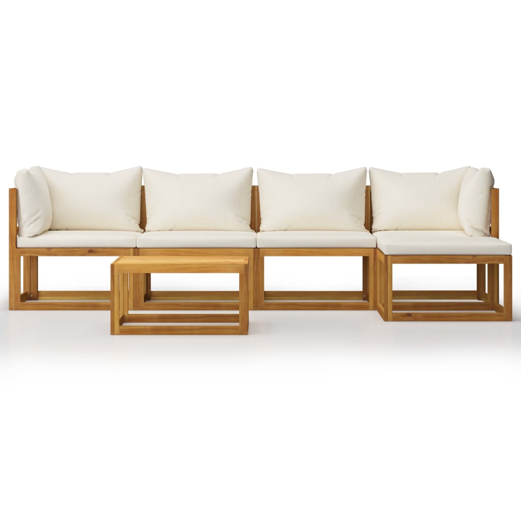 6-delige Loungeset met kussens massief acaciahout crème is nu te koop bij PeponiXL, paradijselijk wonen!