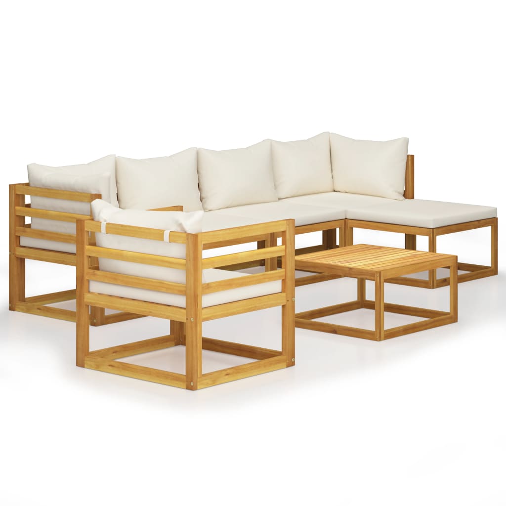7-delige Loungeset met kussens massief acaciahout crème is nu te koop bij PeponiXL, paradijselijk wonen!