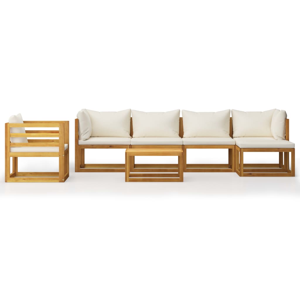 7-delige Loungeset met kussens massief acaciahout crème is nu te koop bij PeponiXL, paradijselijk wonen!