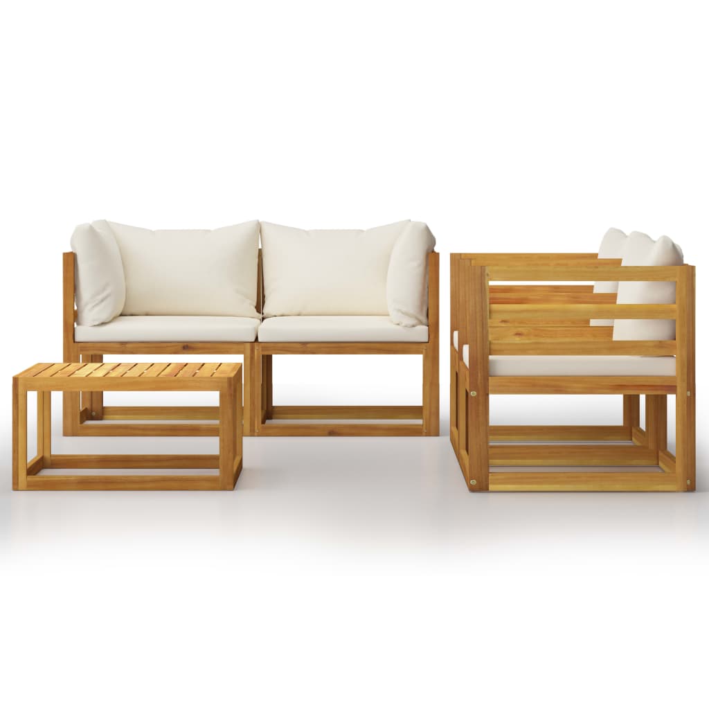 5-delige Loungeset met kussens massief acaciahout crème is nu te koop bij PeponiXL, paradijselijk wonen!