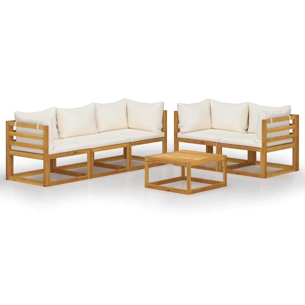 6-delige Loungeset met kussens massief acaciahout crème is nu te koop bij PeponiXL, paradijselijk wonen!