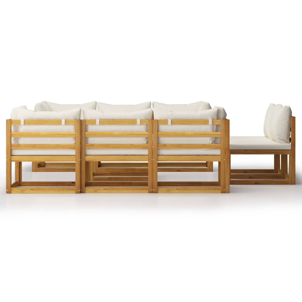 9-delige Loungeset met kussens massief acaciahout crème is nu te koop bij PeponiXL, paradijselijk wonen!