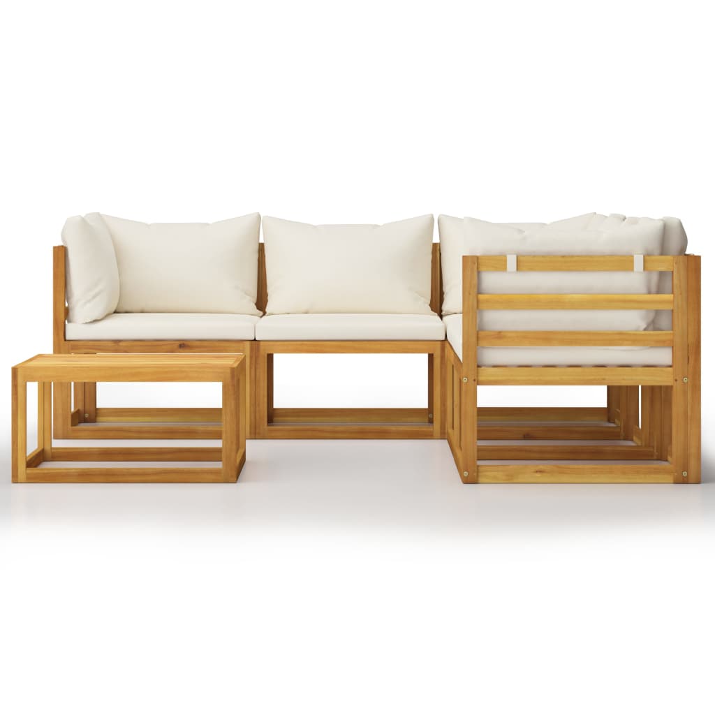 6-delige Loungeset met kussens massief acaciahout crème is nu te koop bij PeponiXL, paradijselijk wonen!
