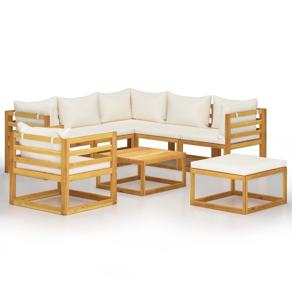 8-delige Loungeset met kussens massief acaciahout crème is nu te koop bij PeponiXL, paradijselijk wonen!