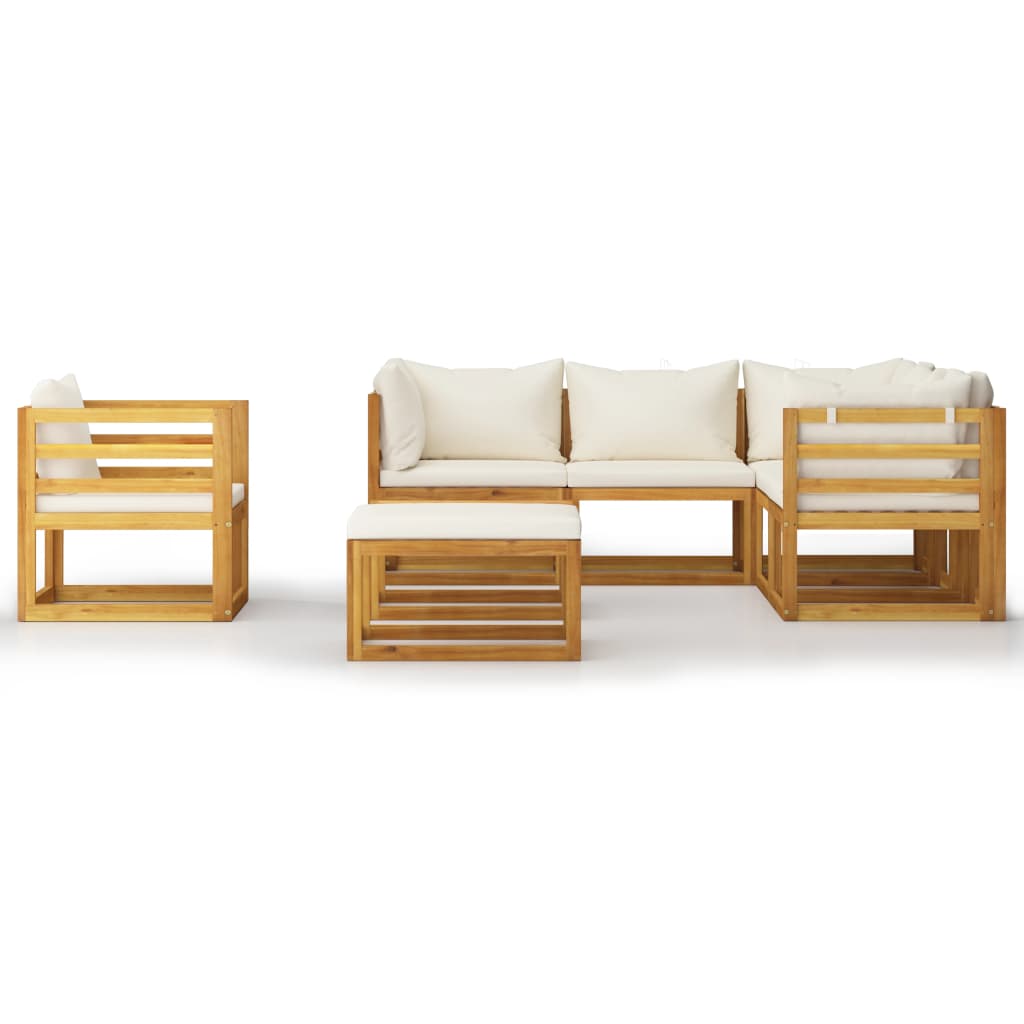 8-delige Loungeset met kussens massief acaciahout crème is nu te koop bij PeponiXL, paradijselijk wonen!