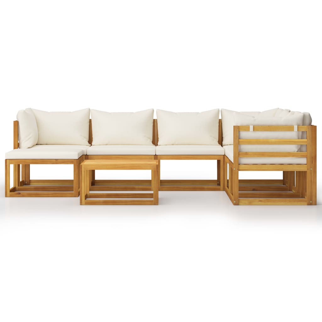 8-delige Loungeset met kussens massief acaciahout crème is nu te koop bij PeponiXL, paradijselijk wonen!