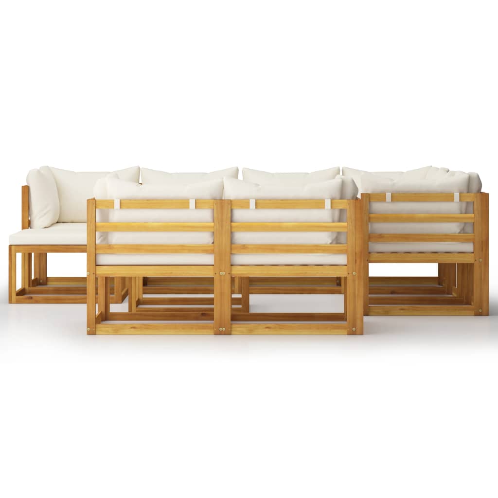 10-delige Loungeset met kussens massief acaciahout crème is nu te koop bij PeponiXL, paradijselijk wonen!