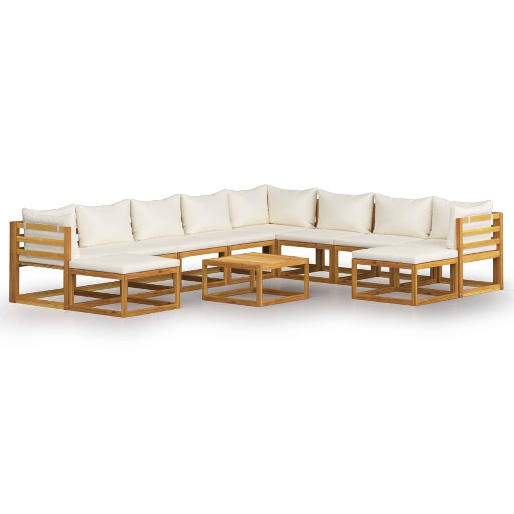 11-delige Loungeset met kussens massief acaciahout crème is nu te koop bij PeponiXL, paradijselijk wonen!