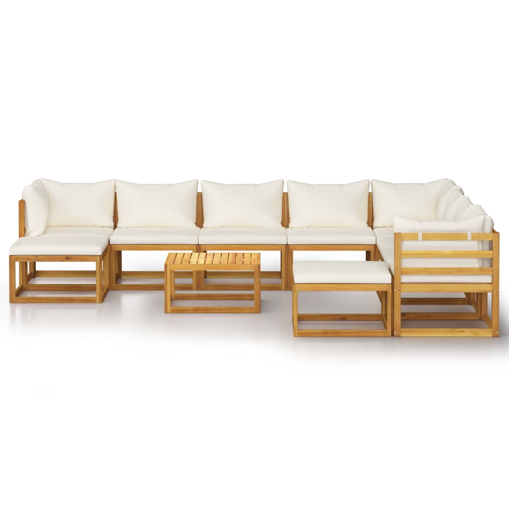 11-delige Loungeset met kussens massief acaciahout crème is nu te koop bij PeponiXL, paradijselijk wonen!