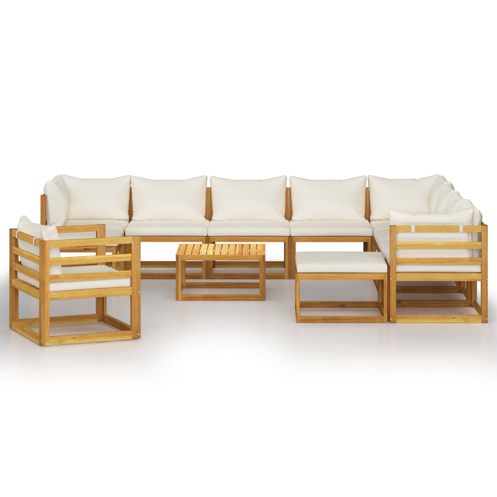 12-delige Loungeset met kussens massief acaciahout crème is nu te koop bij PeponiXL, paradijselijk wonen!