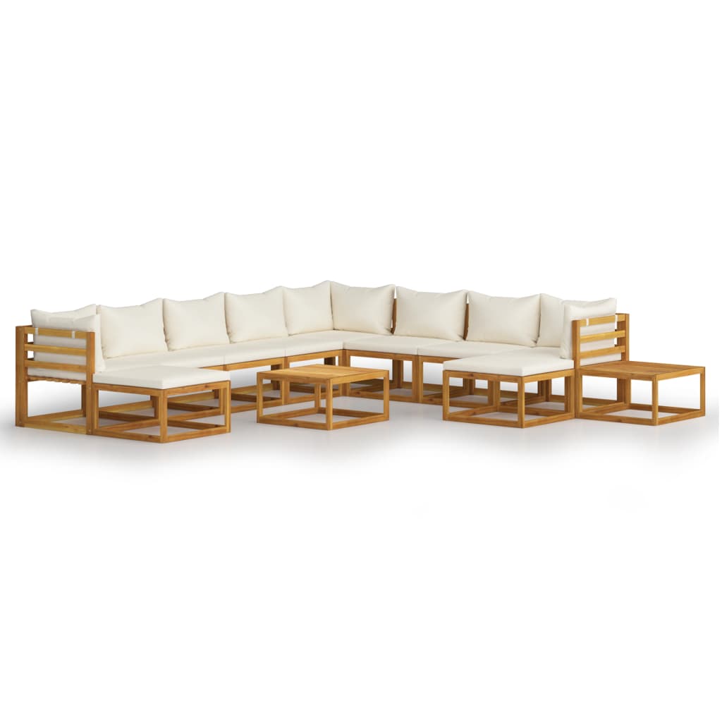 12-delige Loungeset met kussens massief acaciahout crème is nu te koop bij PeponiXL, paradijselijk wonen!