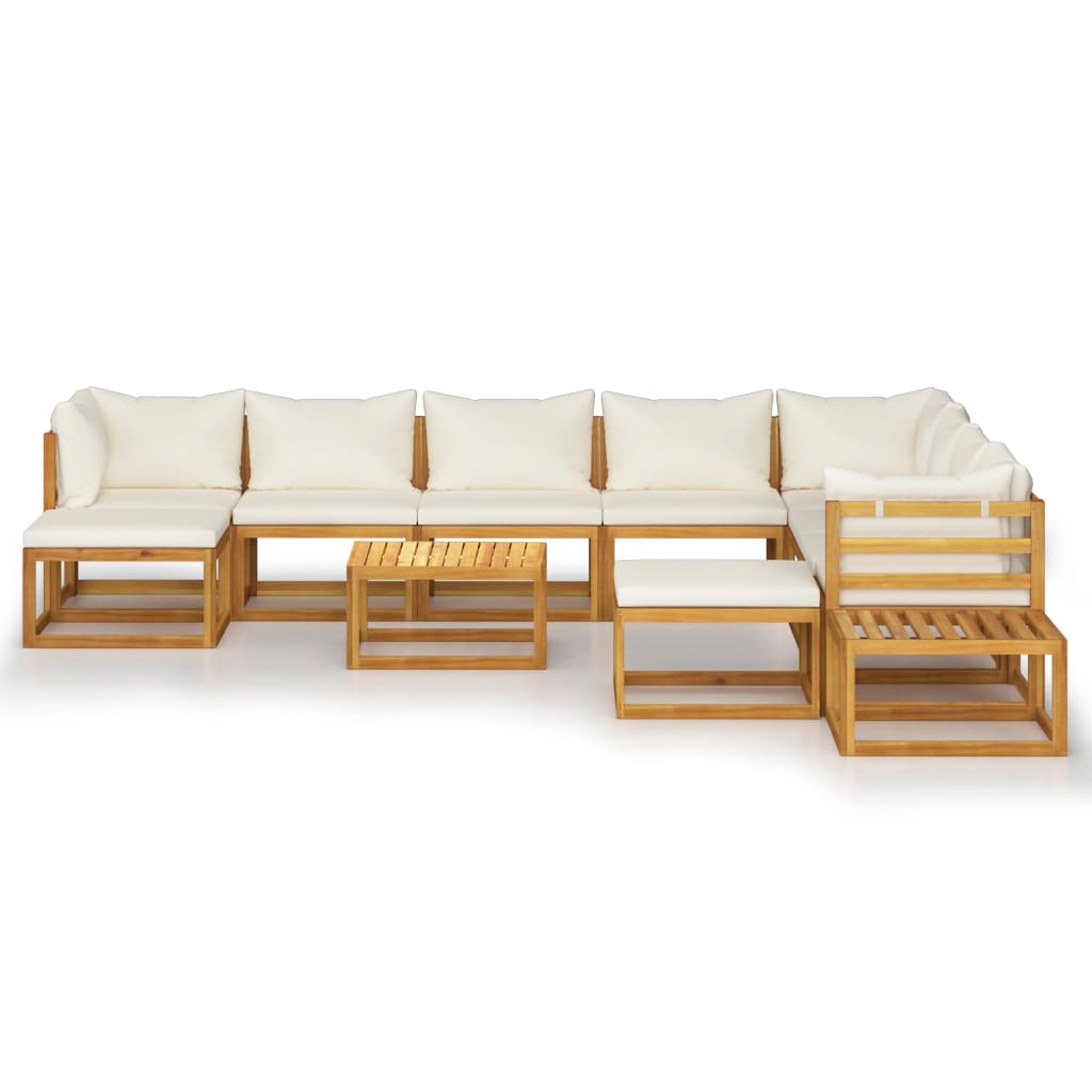 12-delige Loungeset met kussens massief acaciahout crème is nu te koop bij PeponiXL, paradijselijk wonen!
