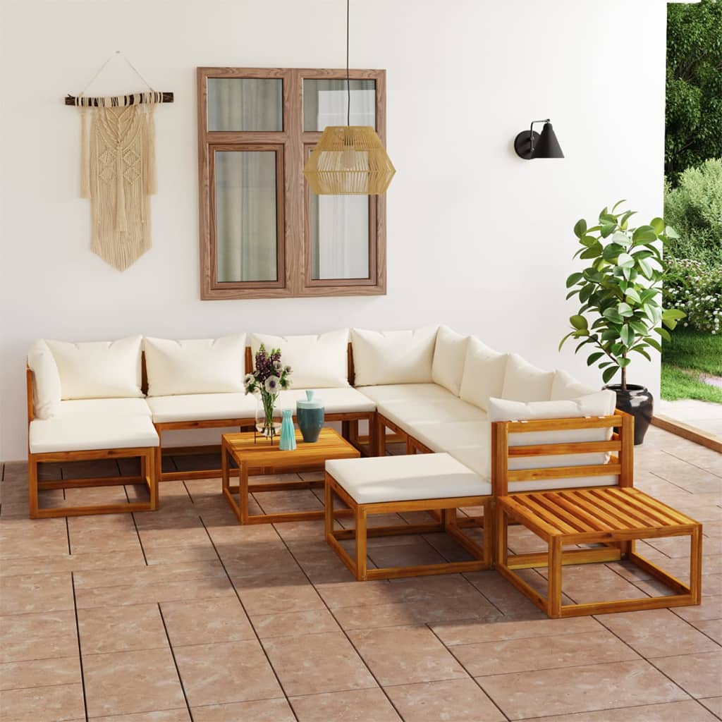 12-delige Loungeset met kussens massief acaciahout crème is nu te koop bij PeponiXL, paradijselijk wonen!