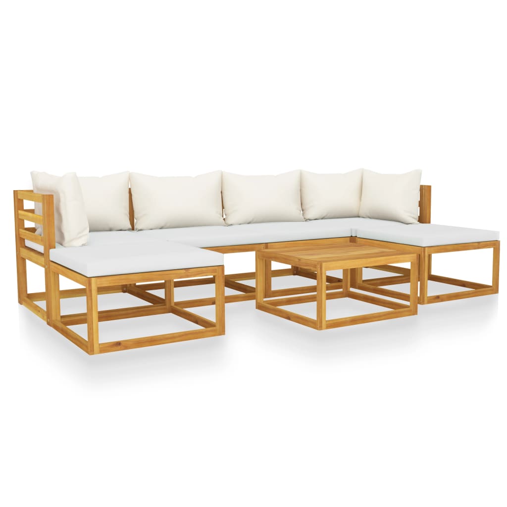 7-delige Loungeset met kussens massief acaciahout crème is nu te koop bij PeponiXL, paradijselijk wonen!